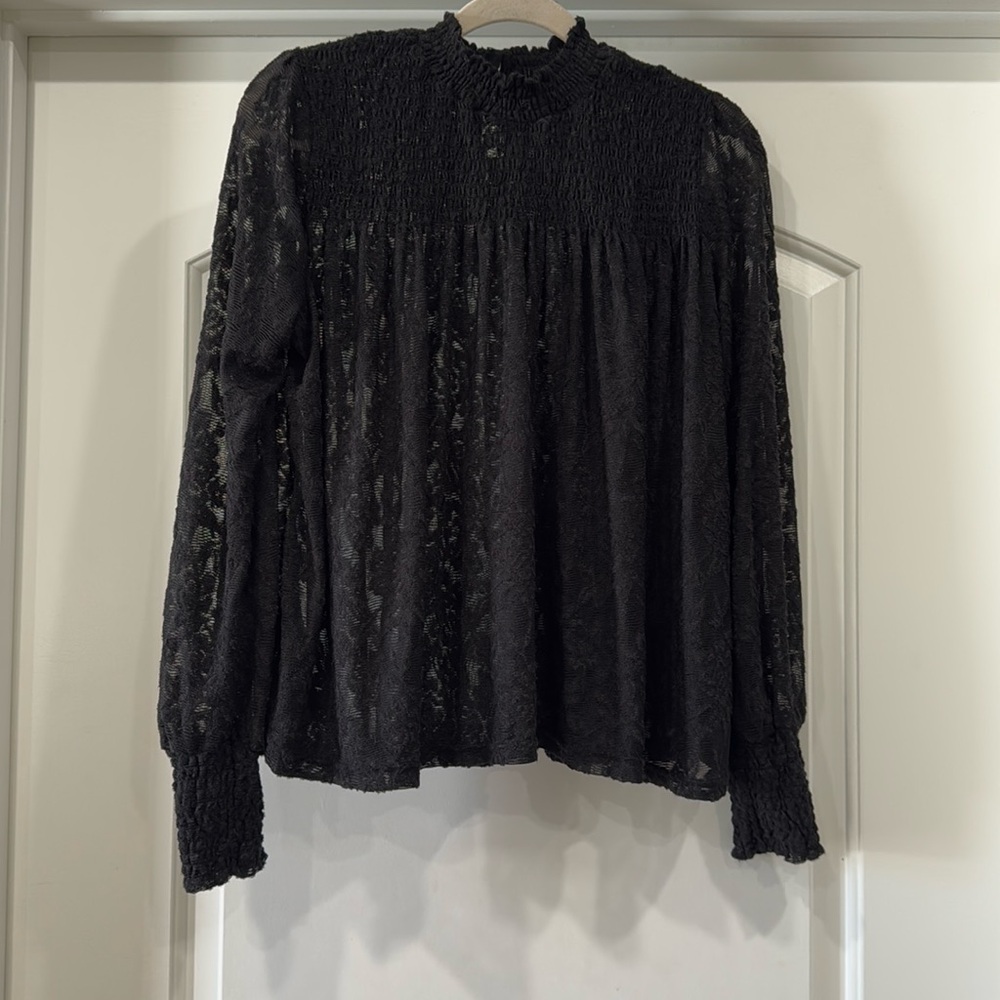 Deletta Brand High Neck Lace Knit Blouse from Anthropologie